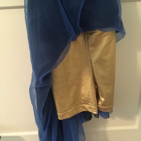 Revolution Dancewear Blue and Gold Dance Dress - Picture 3 of 6